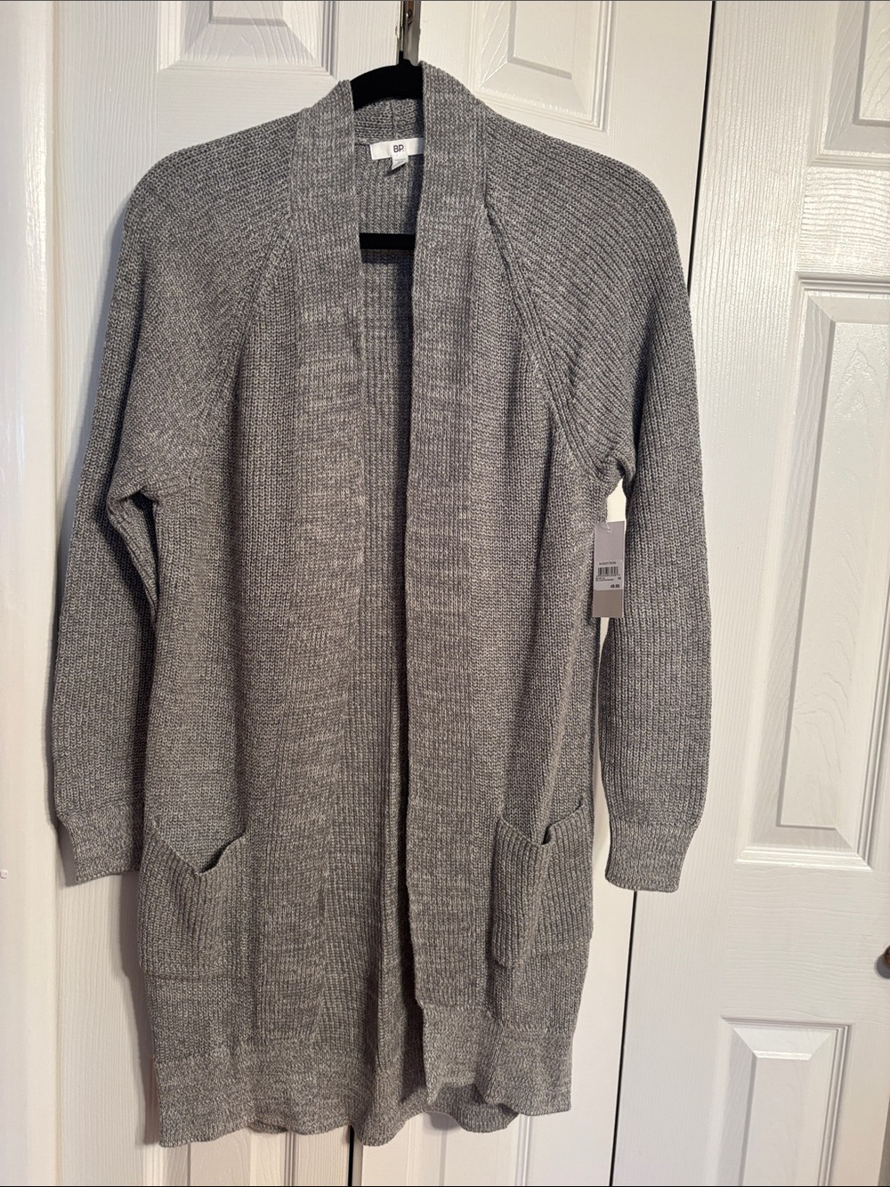 bp Gray Open-Front Ribbed Long Cardigan size XS NWT